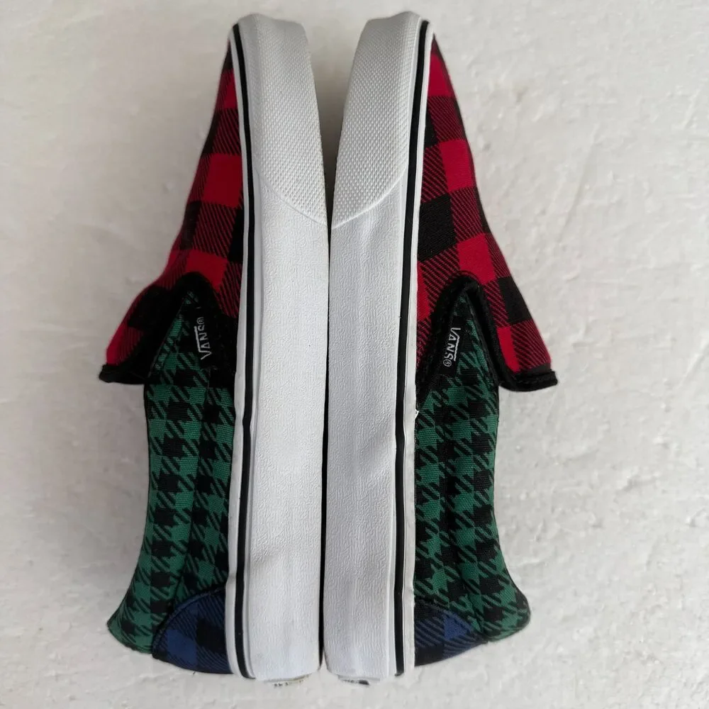Size 7 - Vans Classic Buffalo Mix Red Green Blue Skate Shoes Women's - Picture 6 of 10